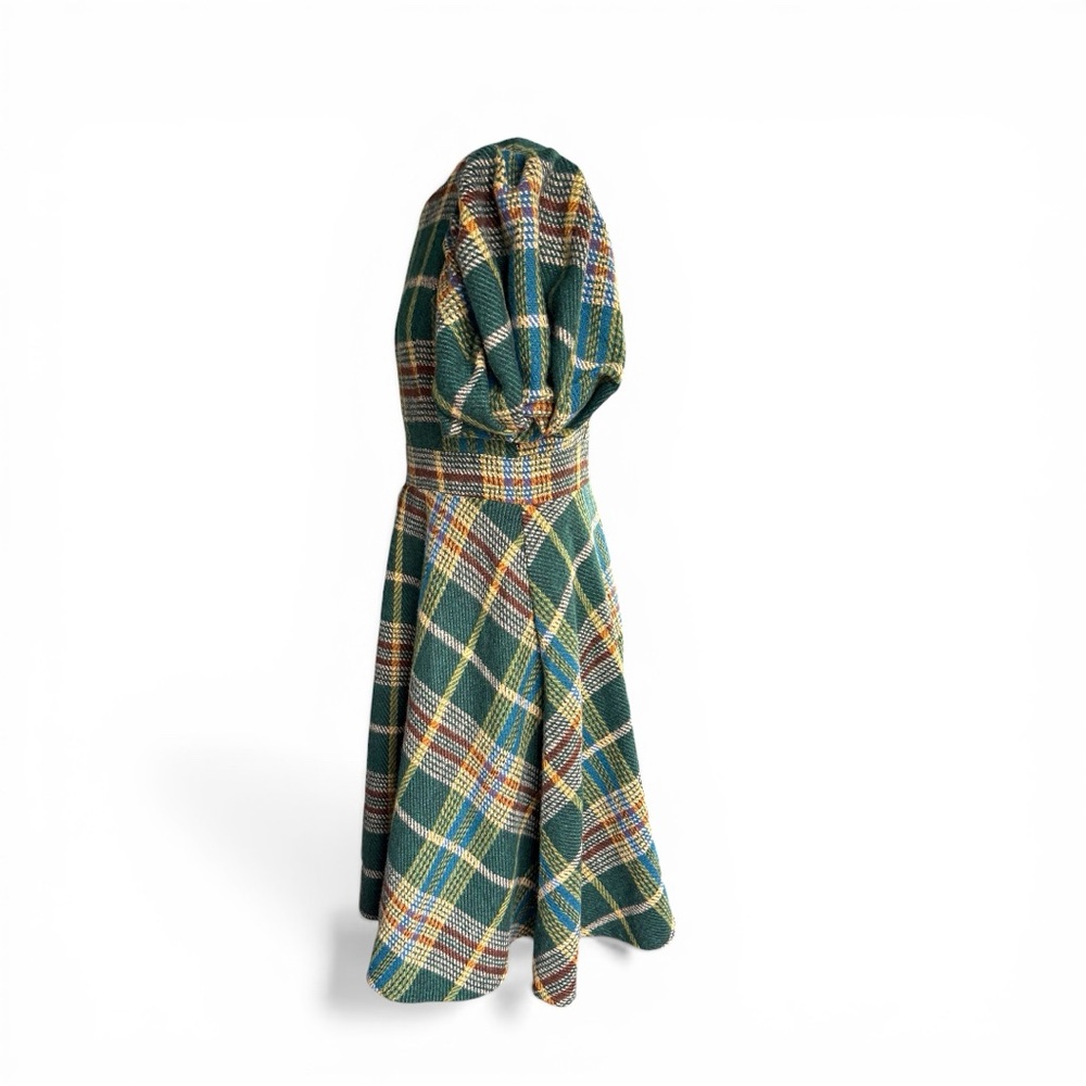 Ivy City Co Green Plaid Puff Sleeve Midi Dress - Picture 5 of 7